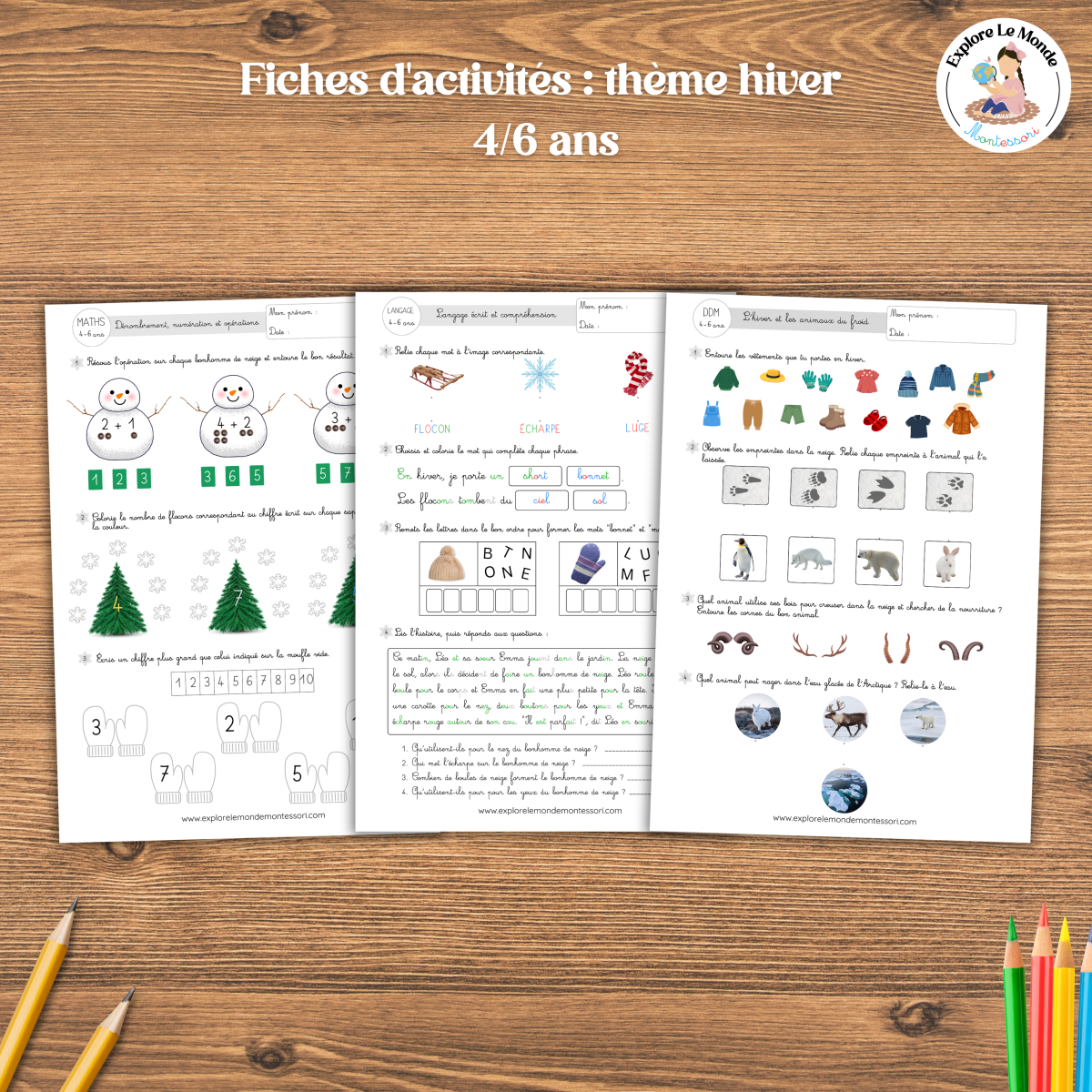 Activités d’hiver : Langage,Maths et Ddm 4/6 ans